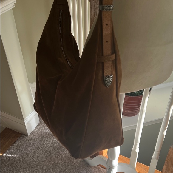 Sundance Camel/Saddle Suede Shoulder Slouch Bag, Western Boho Bag, NWT - Picture 1 of 16